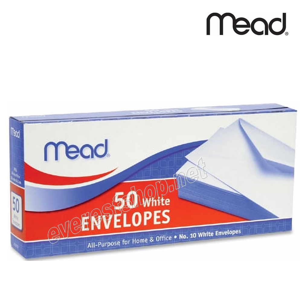 MEAD LONG 100 Mead Plain White Envelope 50 ct Box * No: 10 * 12 Packs - Image 1