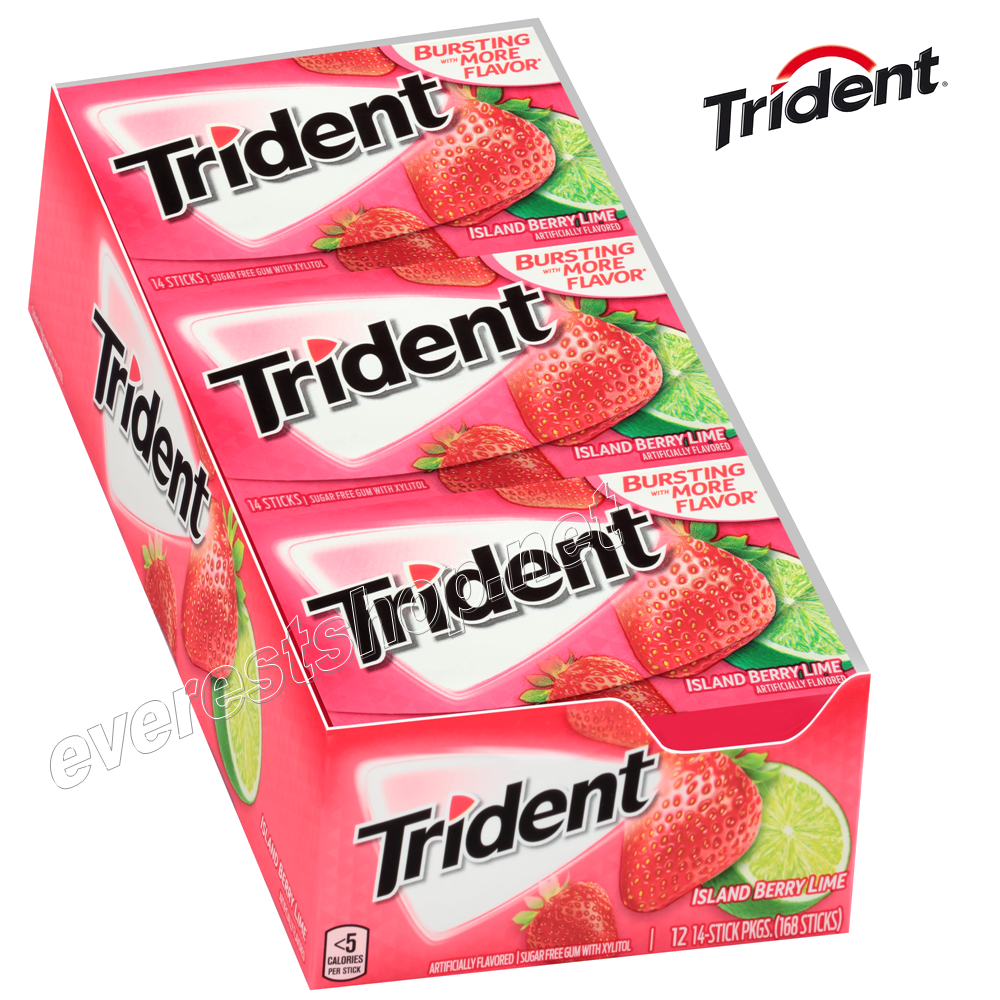 TRIDENT GUM ISLAND BERRY LIME Trident Gum 14 sticks * Island Berry Lime * 12 Pcs Pack - Image 1