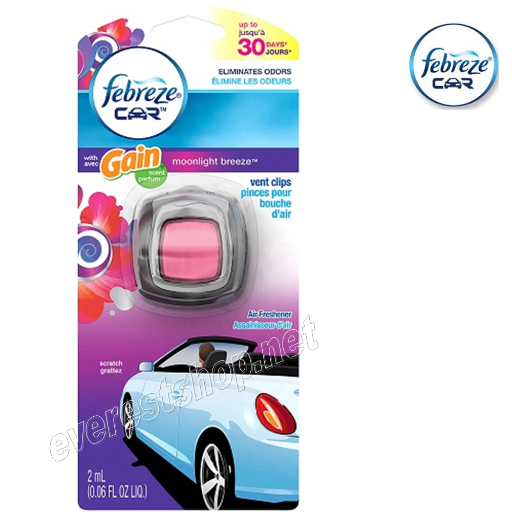 FEBREZE CAR VENT FRESHENER MOONLIGHT BREEZE Febreze Car Vent Clip With Gain 2 ml * Moonlight Breeze * 6 pcs - Image 1