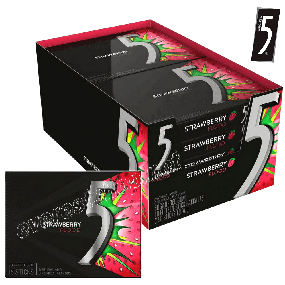 FIVE GUM STRAWBERRY Five Gum Flood * Strawberry * 10 Pcs Pack - Image 1