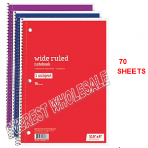 1 Subject Notebook 70 Quality Sheets * 12 pcs