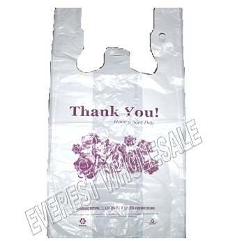 1/6 White Shopping Bag 20 Micron " Flower Design " 400 ct