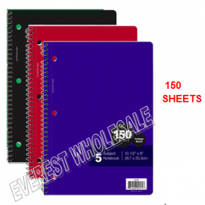 5 Subject Notebook 150 Quality Sheets * 12 pcs
