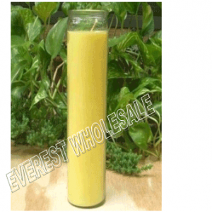 7 Days Candle With Glass Jar * Plain Yellow * 12 pcs