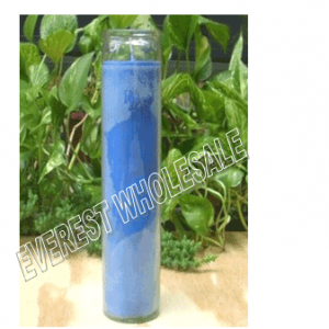7 Days Candle With Glass Jar * Plain Blue * 12 pcs