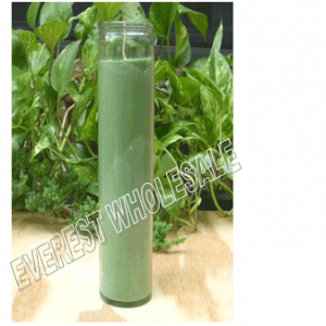 7 Days Candle With Glass Jar * Plain Green * 12 pcs