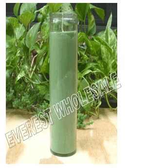 7 Days Candle With Glass Jar * Plain Green * 12 pcs
