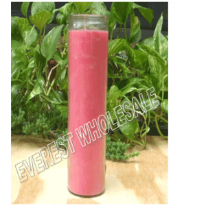 7 Days Candle With Glass Jar * Plain Pink * 12 pcs