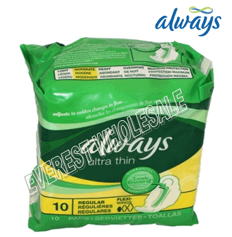 Always Ultra Thin * Regular With Wings 10 ct * 12 pcs