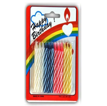Birthday Candle Assorted Colors Without Holder 24 ct * 12 pks