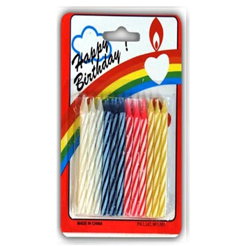 Birthday Candle Assorted Colors Without Holder 24 ct * 12 pks