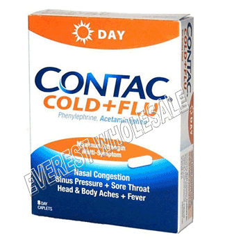 Contact Cold & Flu 8 count Caplets / Box * 6 Boxes