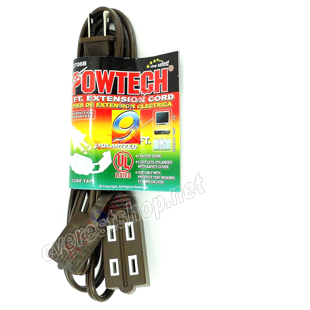 CORD 9 FEET Heavy Duty Extension Cord Brown * 9 Feet * 6 pcs - Image 1