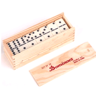 Dominoes in Wood Box Double Six * Ivory Color * 6 pcs