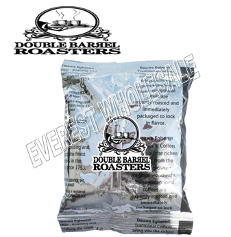 Double Barrel Roasted Ground Coffee 2.20 oz * French Vanilla * 100 pks Case + Filters *