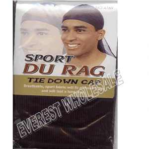 Durag Sport Tie Down Cap * Black * 12 pcs