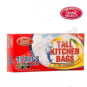 Home Select Black Trash Bags 13 gal x 15 count * 24 pcs