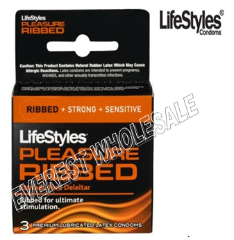 Life Styles Condom 3 in Pack * Pleasure Ribbed * 6 pks