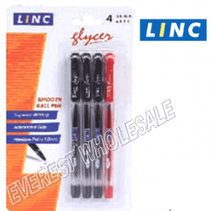 Linc Glyser Ball Point Pen 4 Count Pack * 3 Black + 1 Red * 6 Pack