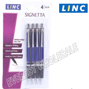 Linc Signeta Recractable Pen 4 pcs Pack * Blue * 6 Packs