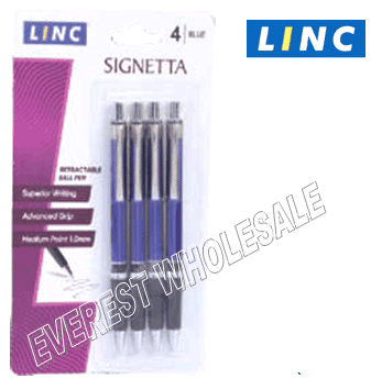 Linc Signeta Recractable Pen 4 pcs Pack * Blue * 6 Packs