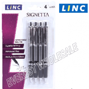 Linc Signeta Recractable Pen 4 pcs Pack * Black * 6 Packs