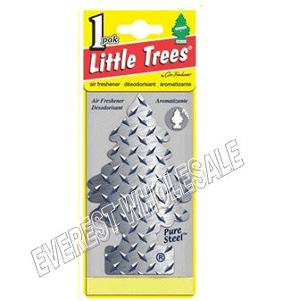 Little Trees Car Freshener * Pure Steel * 1`s x 24 ct