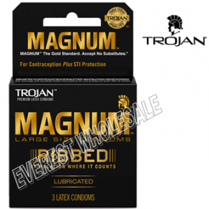 Trojan Magnum Ribbed 3 in Pack * 6 pks
