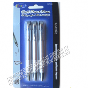 Metal Ball Pen 3 ct Pack * Black * 12 pcs