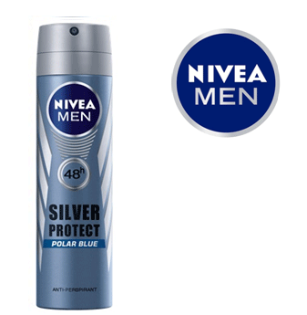 Nivea Body Spray For Men Silver Protect 150 ml * Polar Blue * 6 pcs