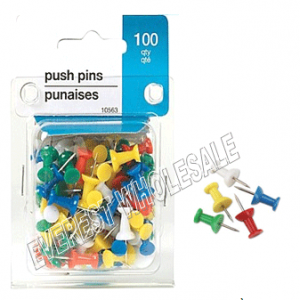 Push Pins Assorted Colors 100 ct Pack * 12 pcs