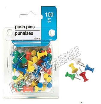 Push Pins Assorted Colors 100 ct Pack * 12 pcs