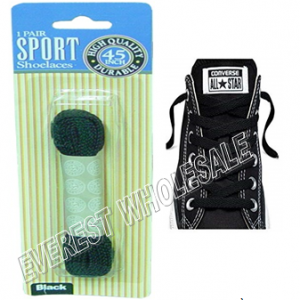 Shoe Lace 45 inch 1 pair / pack * Black * 12 pks