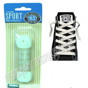 Shoe Lace 45 inch 1 pair / pack * White * 12 pks