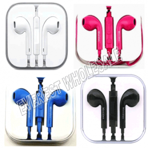 Stereo Earphone with Microphone BASS * Assorted Colors * 6 pcs