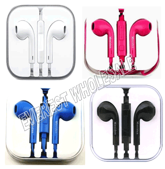 Stereo Earphone with Microphone BASS * Assorted Colors * 6 pcs