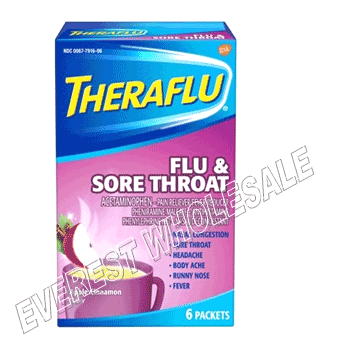 Theraflu Flu and Sore Throat 6 pack Box * Multi Symptom * 3 Boxes