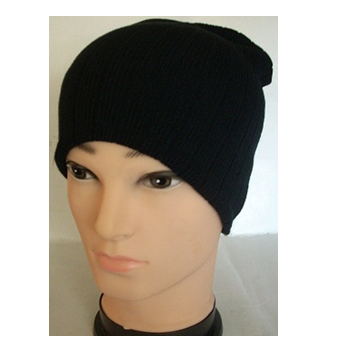 Winter Hat Knit Plain Black * 6 pcs