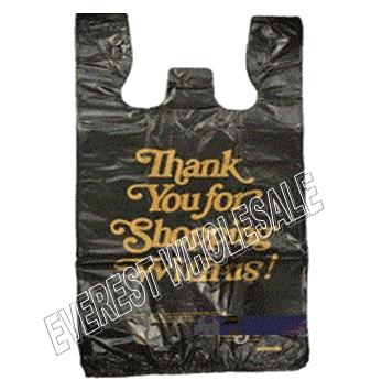 1/6 Black " Thank You " Shopping Bag 30 Micron 350 ct