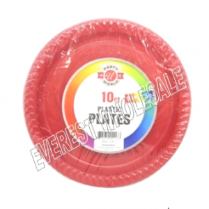 Plastic Plate 9 inch 10 ct * Red Color * 12 pcs