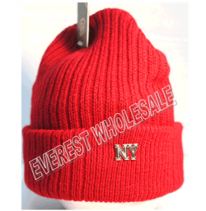 Double Fleece Assorted Color Winter Hat * Metal NY Logo  * 6 pcs