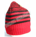 Double Fleece Assorted Colors Winter Hat * With Stripe * 6 pcs