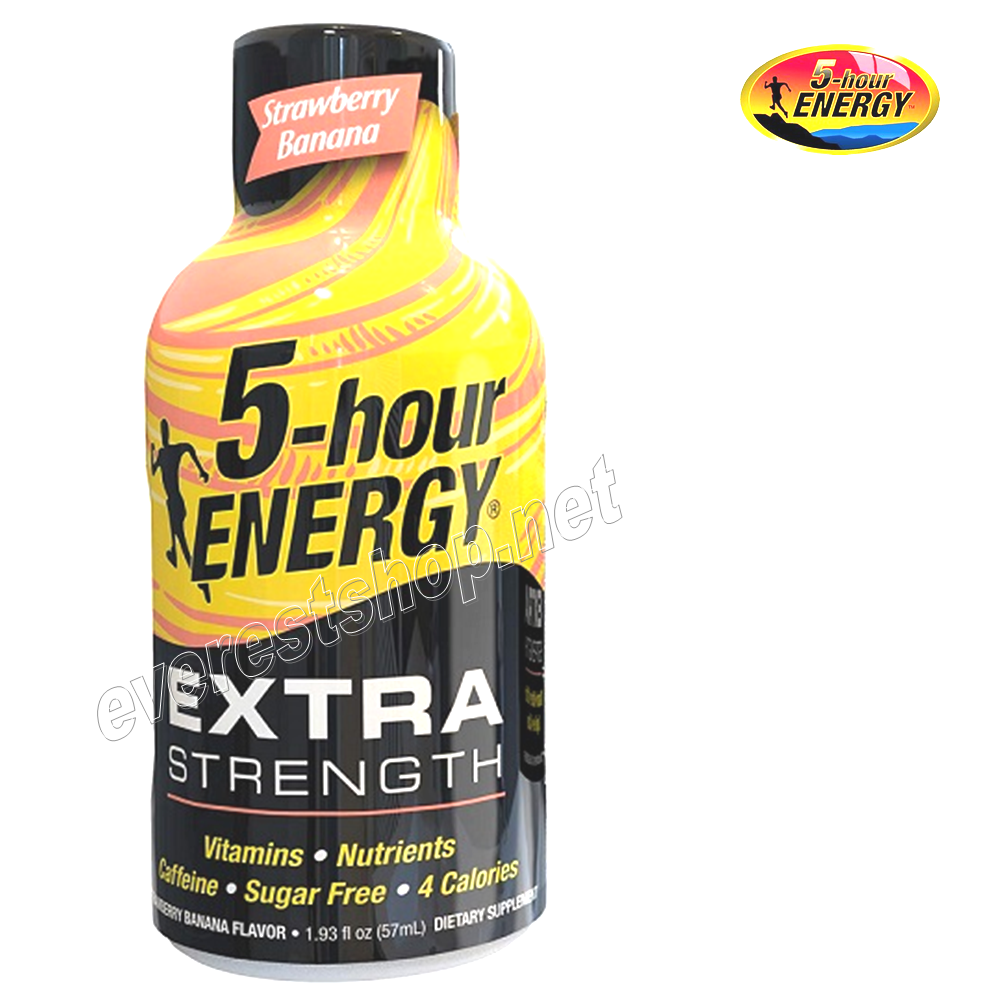 5 HOUR ENERGY EXTRA STRAWBERRY BANANA Five Hour Energy Drink Extra Strength * Strawberry Banana * 12 pcs - Image 1