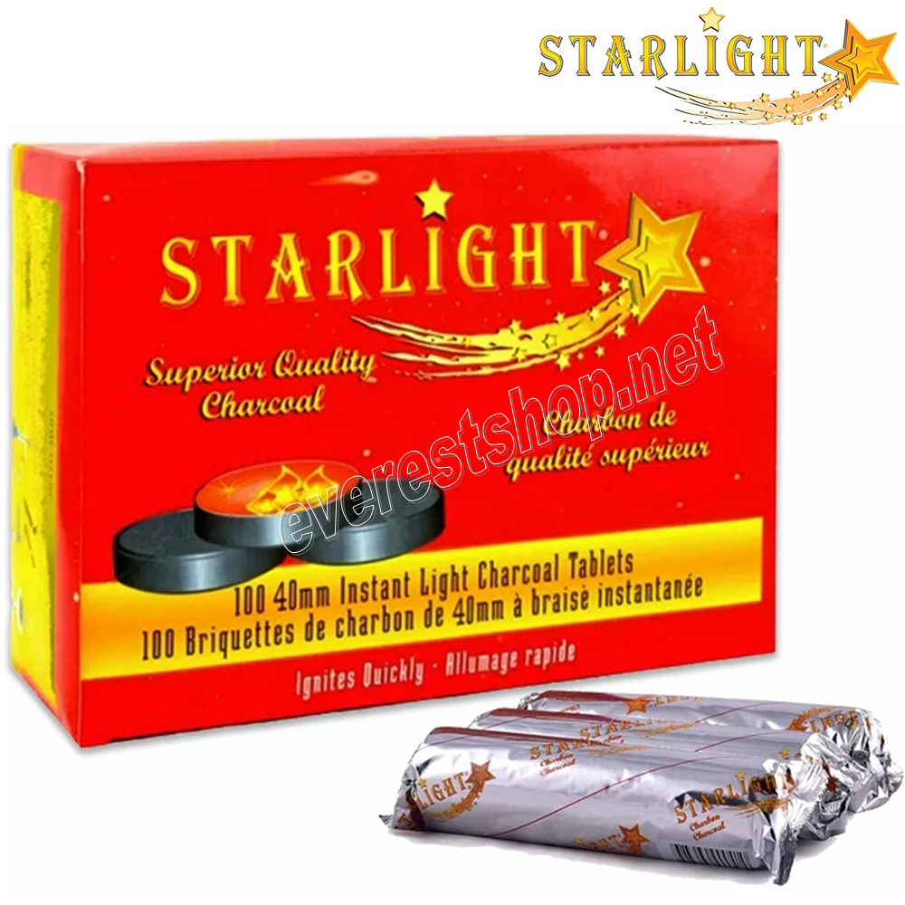 STARLIGHT CHARCOAL 40 MM Starlight Hookah Charcoal Tablets 40 mm * 10 ct Pack x 10 Packs - Image 1