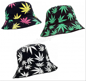 Bucket Hat Assorted Colors * Marijuana Leaves * 6 pcs