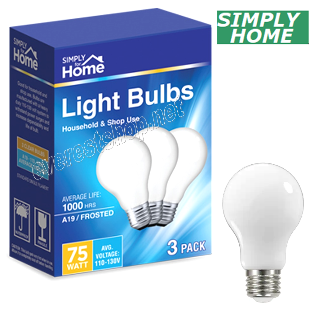 SOFT LIGHT BULB 75 WATT Simply Home Soft Light Bulbs 3 pcs Pack * 75 Watt * 12 Packs - Image 1