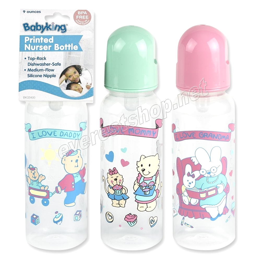 BK BABY BOTTLE PRINTED 01 BK Baby Bottles Assorted Prints Single Pack * Model 1 * 6 Pcs - Image 1