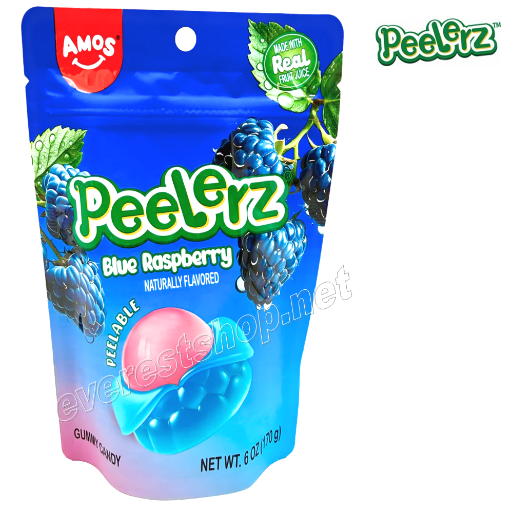 PEELERZ GUMMY CANDY BLUE RASPBERRY Peelerz Gummy Candy 6 oz 12 Packs * Blue Raspberry * - Image 1