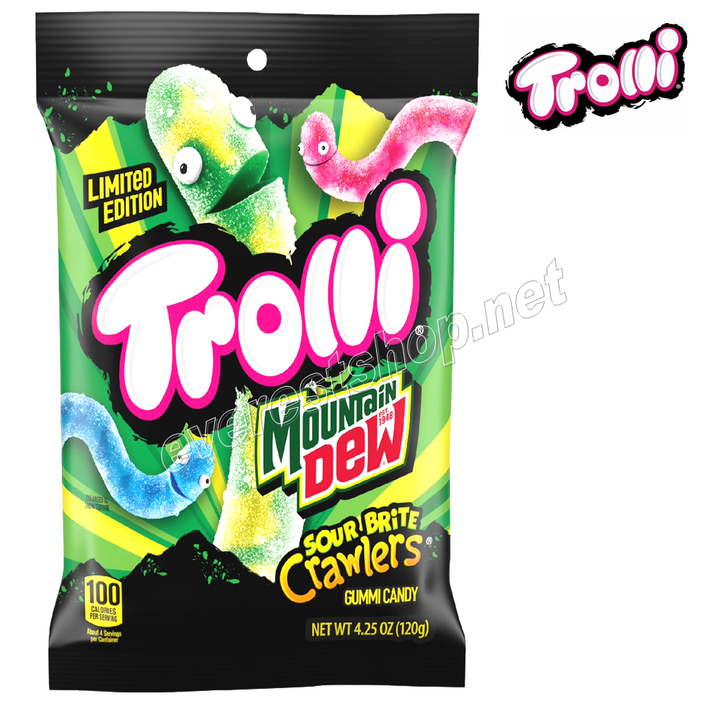 TROLLI GUMMY CANDY MOUNTAIN DEW Trolli Gummy Candy 4.25 Oz 12 Packs * Mountain Dew * - Image 1