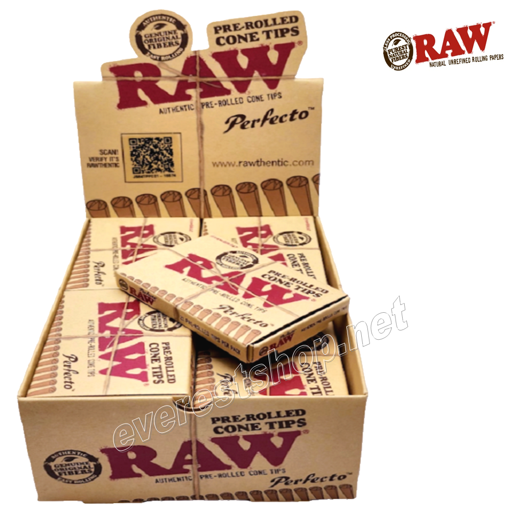 RAW PERFECTO TIPS FOR CONE Raw Pre-Rolled Cone Tips 21 Tips Pack * 20 Packs - Image 1